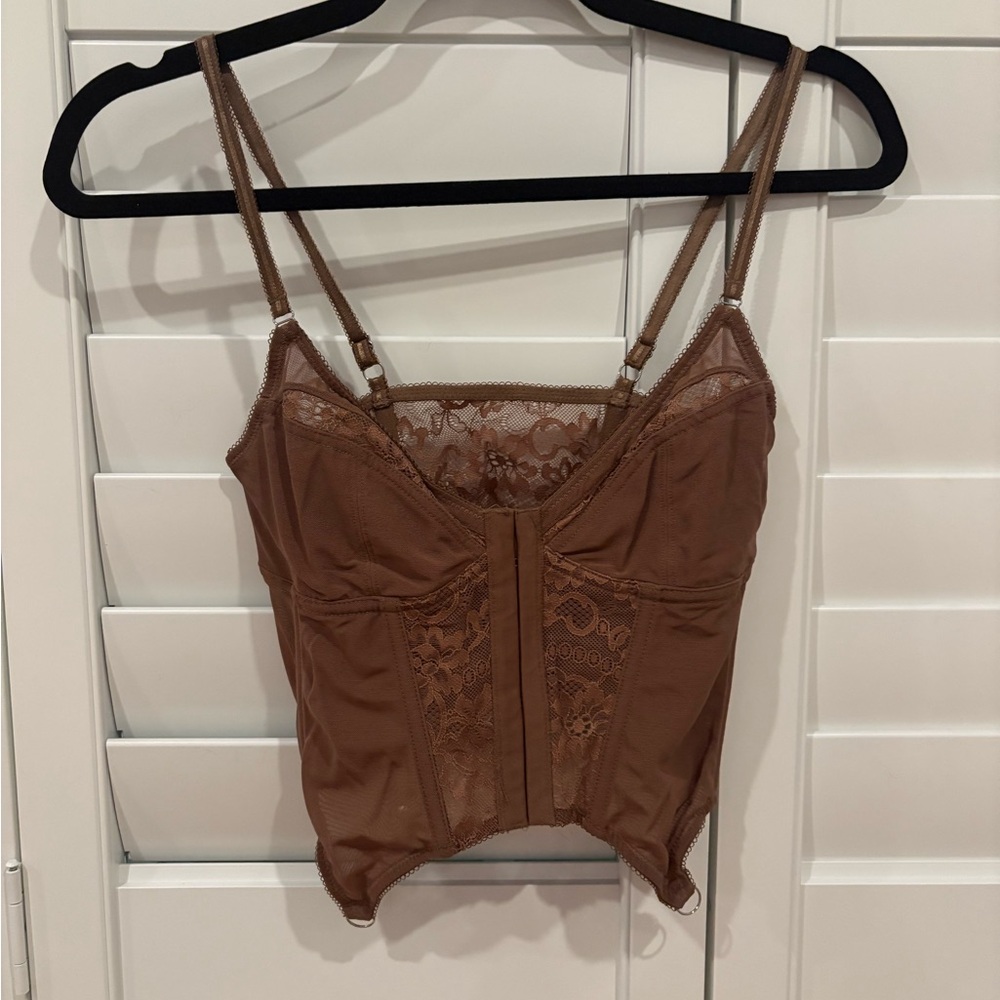 Urban Outfitters Brown Lace Corset Top